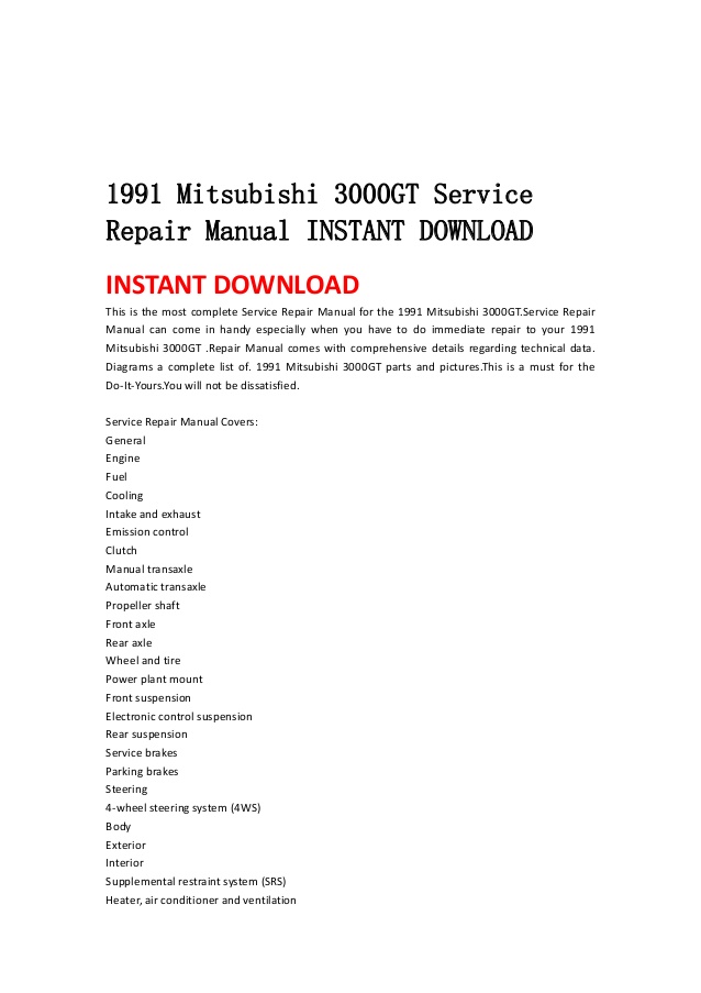 95 3000 Mitsubishi Gt Service Book Download - treehotel